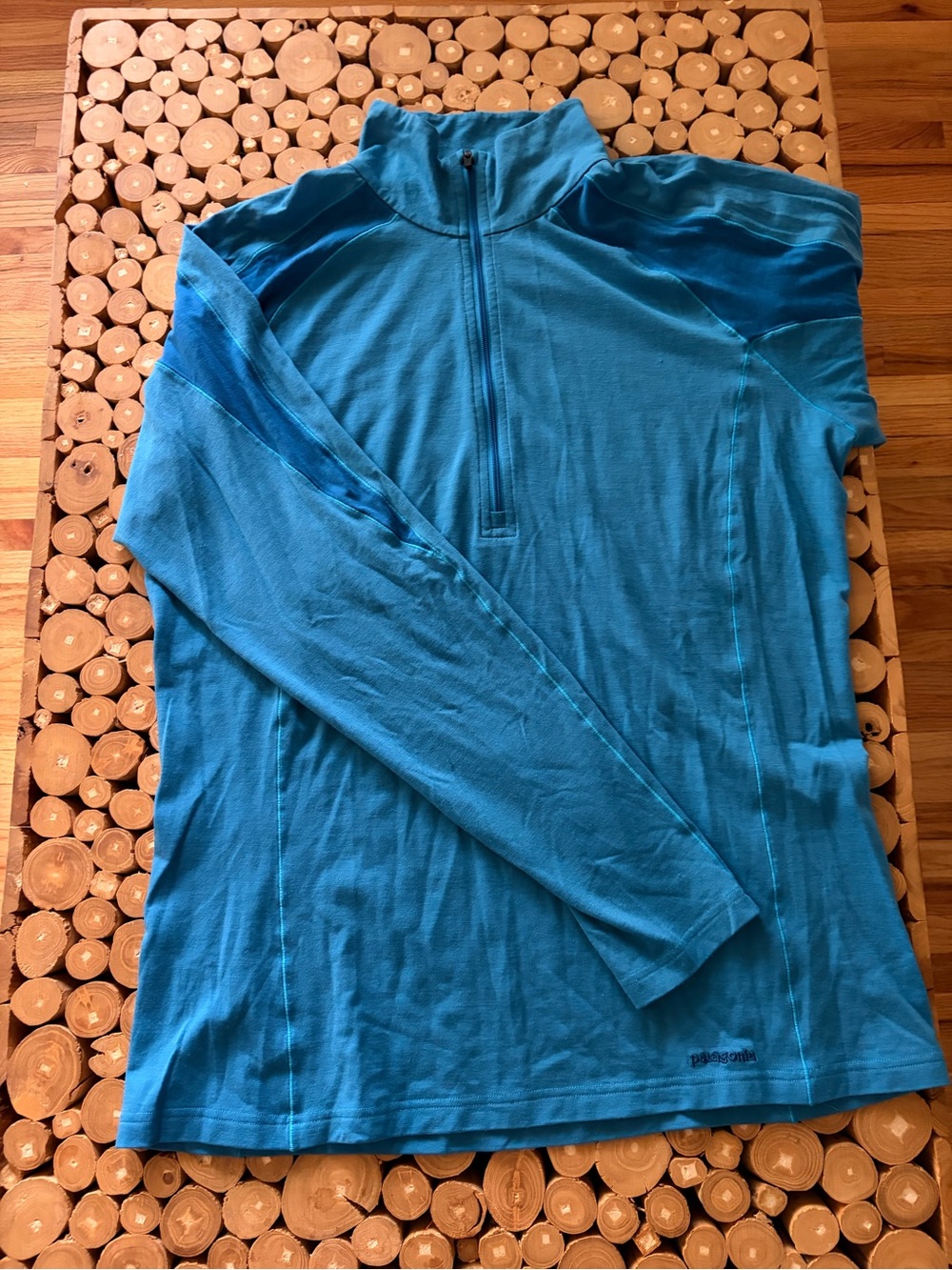 Womens Teal Merino Wool Quarter-Zip Performance Sweater